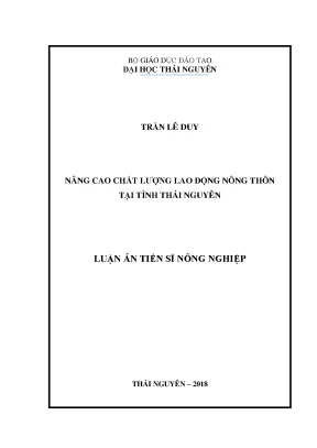 Nâng Cao Chất Lượng Lao Động Nông Thôn Tại Tỉnh Thái Nguyên