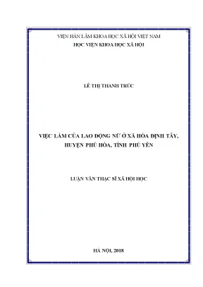 Việc Làm Của Lao Động Nữ Tại Xã Hòa Định Tây, Phú Hòa,