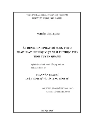 Nghiên Cứu Áp Dụng Hình Phạt Bổ Sung Theo Pháp Luật Hình