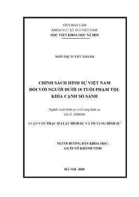 Chính sách hình sự Việt Nam đối với người dưới 18 tuổi