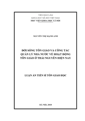 Quản Lý Nhà Nước Về Hoạt Động Tôn Giáo Ở Thái Nguyên: