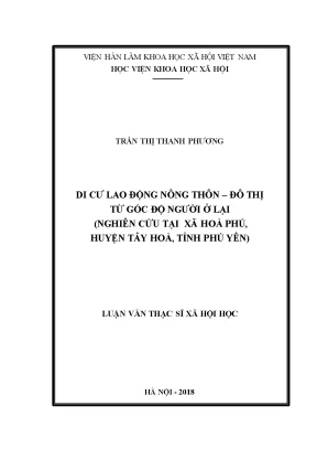 Nghiên Cứu Di Cư Lao Động Nông Thôn Đô Thị Tại Xã Hòa