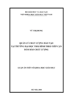 Quản Lý Chất Lượng Đào Tạo Tại Trường Đại Học Thái Bình: 