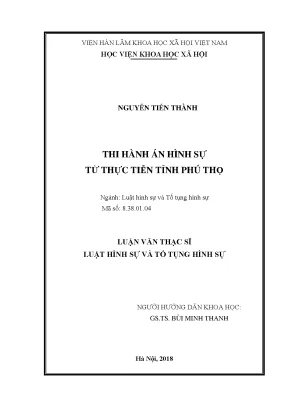 Nâng Cao Hiệu Quả Thi Hành Án Hình Sự Tại Tỉnh Phú Thọ