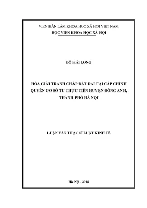Hòa Giải Tranh Chấp Đất Đai Tại Cấp Chính Quyền Cơ Sở: