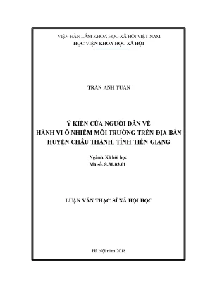 Ý Kiến Người Dân Về Ô Nhiễm Môi Trường Tại Huyện Châu
