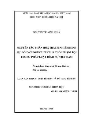 Nguyên Tắc Phân Hóa Trách Nhiệm Hình Sự Đối Với Người