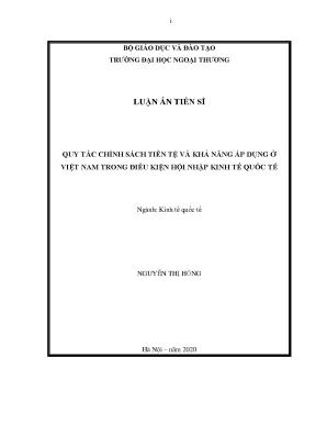 Nghiên Cứu Chính Sách Tiền Tệ Việt Nam Trong Hội Nhập