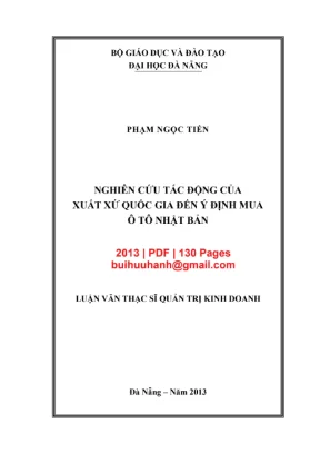 Tác động Xuất xứ Quốc gia đến ý định Mua Ô tô Nhật Bản