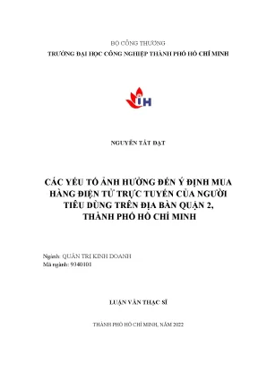 Yếu Tố Ảnh Hưởng Đến Ý Định Mua Hàng Điện Tử Trực Tuyến