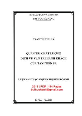 Quản trị chất lượng dịch vụ vận tải taxi Tiên Sa
