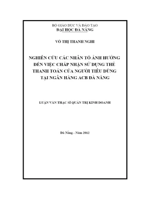 Luận văn: Yếu tố ảnh hưởng đến việc dùng thẻ ACB Đà Nẵng