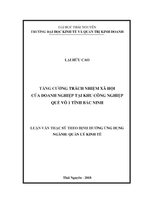 Tăng Cường Trách Nhiệm Xã Hội Của Doanh Nghiệp Tại Khu