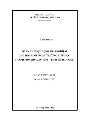 Quản Lý Hoạt Động Trải Nghiệm Cho Học Sinh Tiểu Học Tại