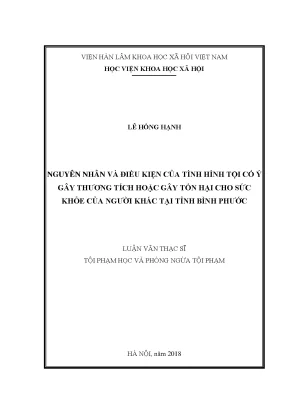 Nguyên Nhân và Điều Kiện Tình Hình Tội Cố Ý Gây Thương