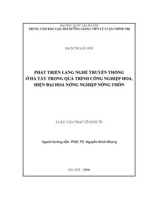 Phát Triển Làng Nghề Truyền Thống Ở Hà Tây Trong Quá