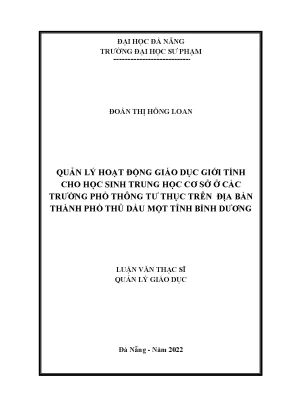 Quản Lý Hoạt Động Giáo Dục Giới Tính Cho Học Sinh Trung