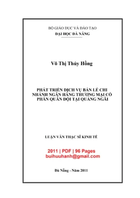 Luận văn: Phát triển dịch vụ bán lẻ MB Bank Quảng Ngãi
