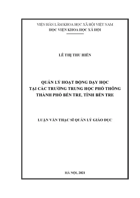 Quản Lý Hoạt Động Dạy Học Tại Trường Trung Học Phổ Thông