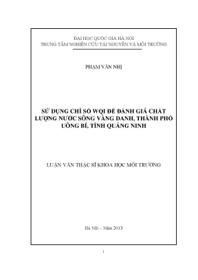 Đánh Giá Chất Lượng Nước Sông Vàng Danh Bằng Chỉ Số WQI 