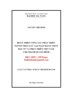 Hoàn thiện Phát triển Nguồn nhân lực tại BIDV Quảng Bình