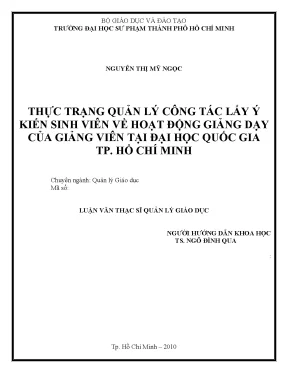 Quản Lý Ý Kiến Sinh Viên Về Hoạt Động Giảng Dạy Tại Đại