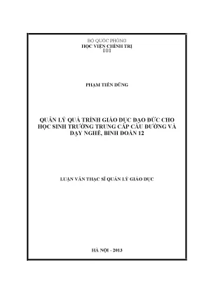 Quản Lý Giáo Dục Đạo Đức Cho Học Sinh Trường Trung Cấp