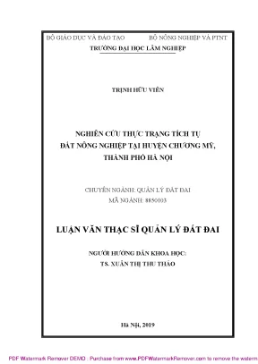 Nghiên Cứu Tích Tụ Đất Nông Nghiệp Tại Huyện Chương Mỹ,
