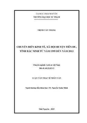 Chuyển Biến Kinh Tế - Xã Hội Huyện Tiên Du Tỉnh Bắc Ninh