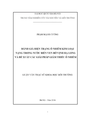 Đánh Giá Ô Nhiễm Kim Loại Nặng Tại Vịnh Hạ Long: Giải 