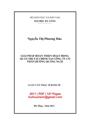 Giải pháp quản trị tài chính tại Đường Quảng Ngãi