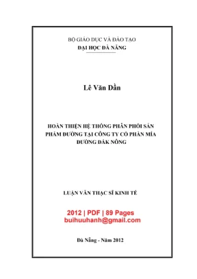 Luận văn: Hoàn thiện hệ thống phân phối Mía đường Đắk Nông