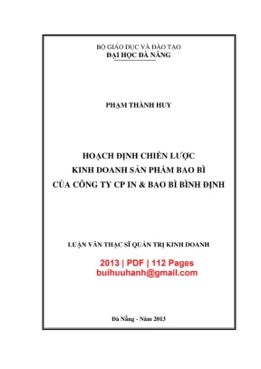 Hoạch định Chiến lược Kinh doanh Sản phẩm Bao bì Bình Định
