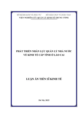 Phát Triển Nhân Lực Quản Lý Nhà Nước Về Kinh Tế Cấp Tỉnh