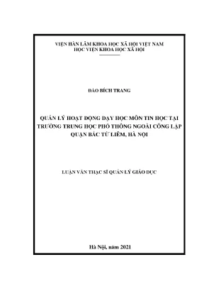 Quản Lý Hoạt Động Dạy Môn Tin Học Tại Trường Trung Học