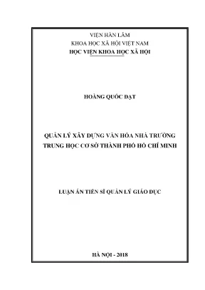 Quản Lý Xây Dựng Văn Hóa Nhà Trường Trung Học Cơ Sở Tại