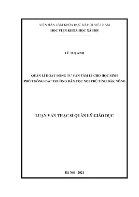 Quản Lý Tư Vấn Tâm Lý Cho Học Sinh Trường Dân Tộc Nội