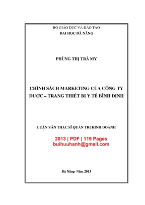 Luận văn chính sách marketing công ty dược Bidiphar (PDF)