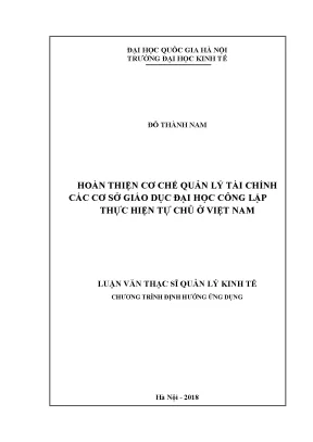 Cải Tiến Quản Lý Tài Chính Tại Các Trường Đại Học Công