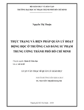 Quản Lý Hoạt Động Học Tại Trường Cao Đẳng Sư Phạm Trung