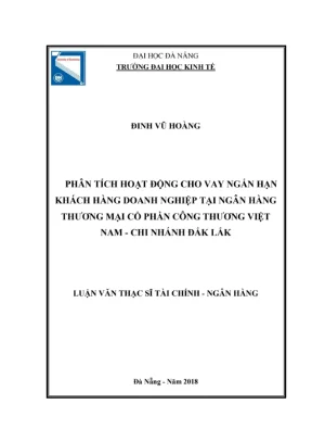 Luận văn: Cho vay doanh nghiệp tại Vietinbank Đắk Lắk