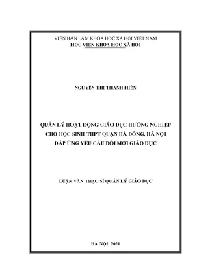 Quản Lý Hoạt Động Giáo Dục Hướng Nghiệp Cho Học Sinh