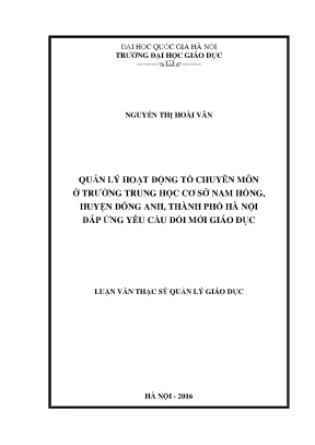 Quản Lý Hoạt Động Tổ Chuyên Môn Tại Trường THCS Nam
