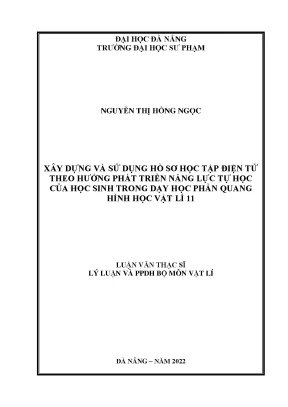 Xây Dựng Hồ Sơ Học Tập Điện Tử Phát Triển Năng Lực Tự 