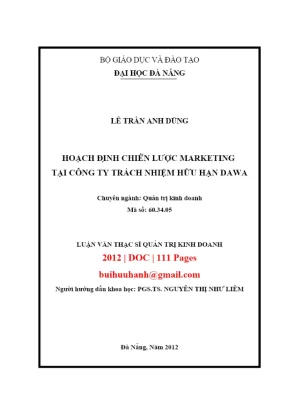 Luận văn: Chiến lược Marketing tại công ty Dawa