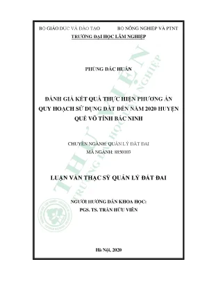 Đánh Giá Quy Hoạch Sử Dụng Đất Huyện Quế Võ Đến Năm 2020