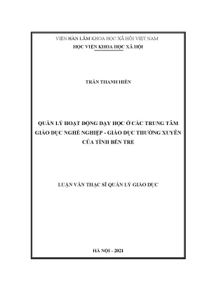 Quản Lý Hoạt Động Dạy Học Tại Các Trung Tâm Giáo Dục