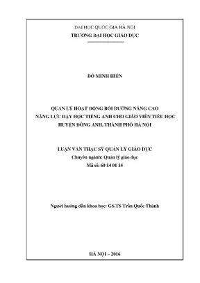 Quản Lý Hoạt Động Bồi Dưỡng Nâng Cao Năng Lực Dạy Học