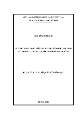 Quản Lý Giáo Dục Giá Trị Sống Cho Học Sinh Trung Học Cơ