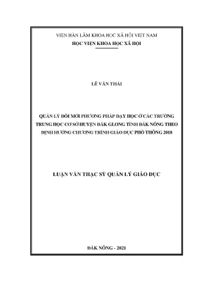 Quản Lý Đổi Mới Phương Pháp Dạy Học Ở Trường Trung Học